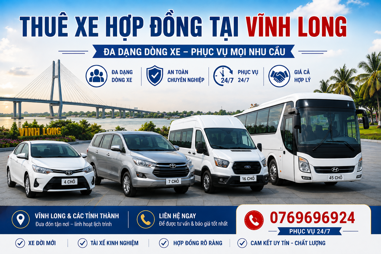 Thuê Xe Hợp Đồng Tại Vĩnh Long
